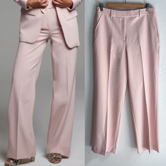 White House Black Market Luna Wide Leg Trouser in Rose Smoke Pink Fluid Sz 8 - Picture 1 of 7